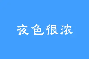 夜色很浓