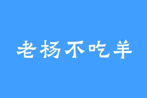 老杨不吃羊