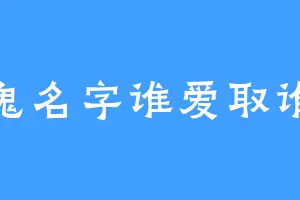 这鬼名字谁爱取谁取